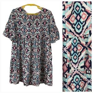 True Craft Girls 7 Tribal Print Flutter Sleeve Casual Tiered Full Dress Colorful